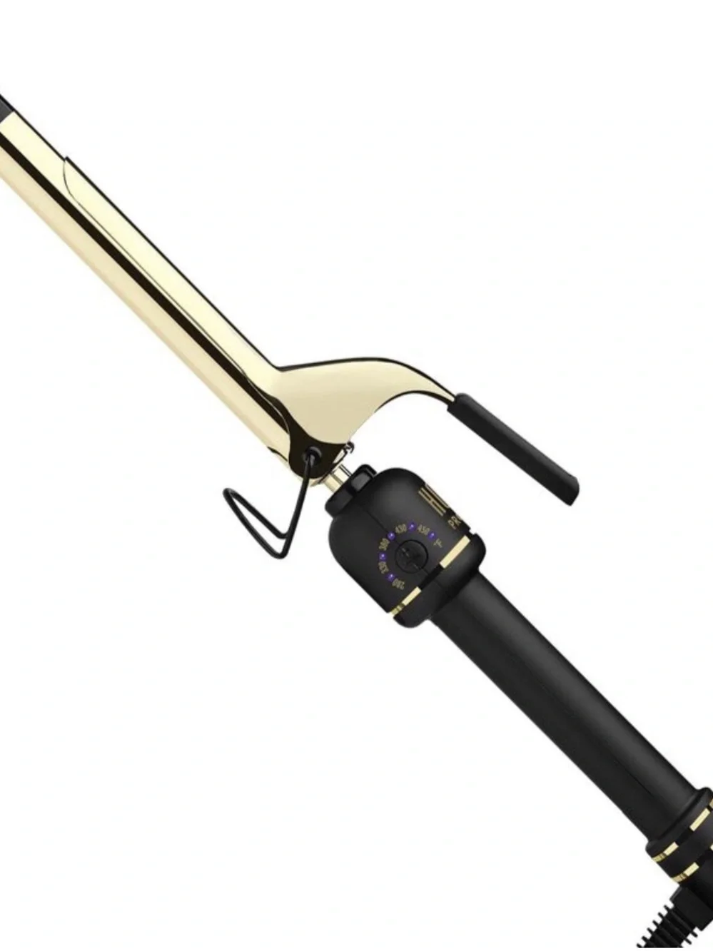 New in box with travel bag, Gold & Black 1 1/4” Long barrel pro curling iron.